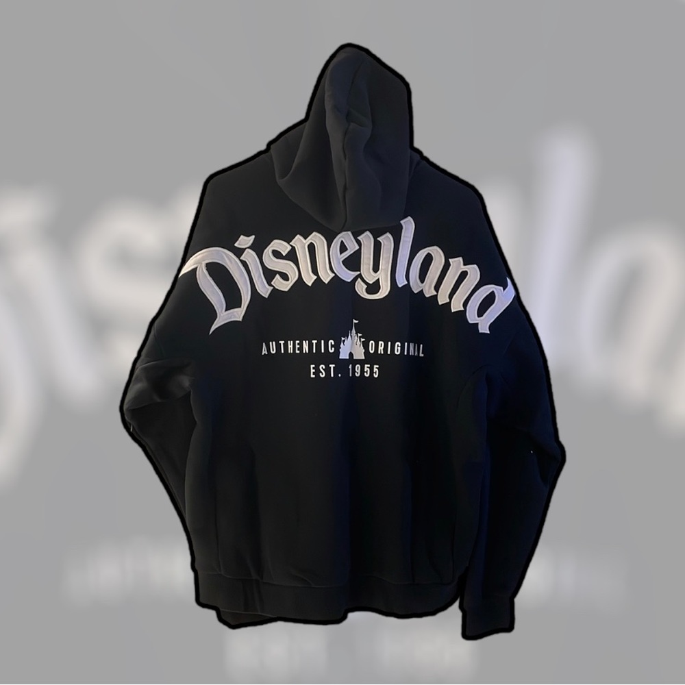 Disney Parks Disneyland Authentic Original Castle est 1955 Zip up Hoodie Black